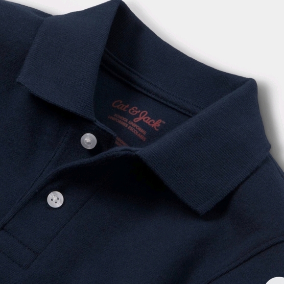 Cat & Jack Bundle (2) Long Sleeve Interlock Uniform Polo Shirt Navy Size 4T - Picture 3 of 6